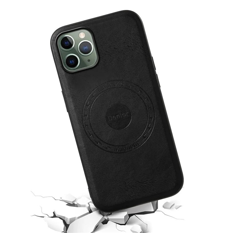 DENIOR For iPhone 11 Pro Magnetic Case PU Leather Non-Slip Grip Phone Back Cover
