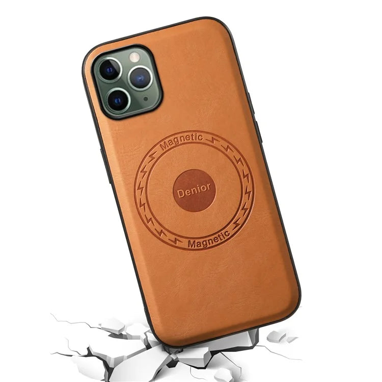 DENIOR For iPhone 11 Pro Magnetic Case PU Leather Non-Slip Grip Phone Back Cover