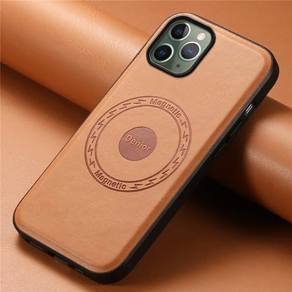 DENIOR For iPhone 11 Pro Magnetic Case PU Leather Non-Slip Grip Phone Back Cover