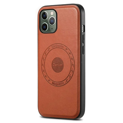 DENIOR For iPhone 11 Pro Magnetic Case PU Leather Non-Slip Grip Phone Back Cover