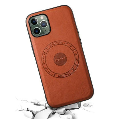 DENIOR For iPhone 11 Pro Magnetic Case PU Leather Non-Slip Grip Phone Back Cover