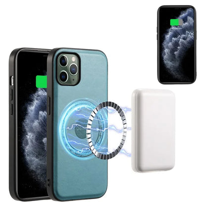 DENIOR For iPhone 11 Pro Magnetic Case PU Leather Non-Slip Grip Phone Back Cover