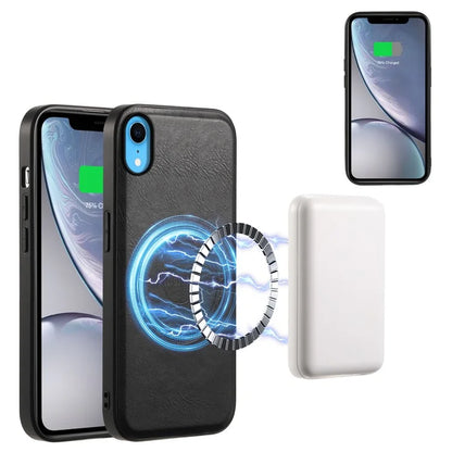 DENIOR For iPhone XR Case PU Leather Phone Back Cover Compatible with Magsafe
