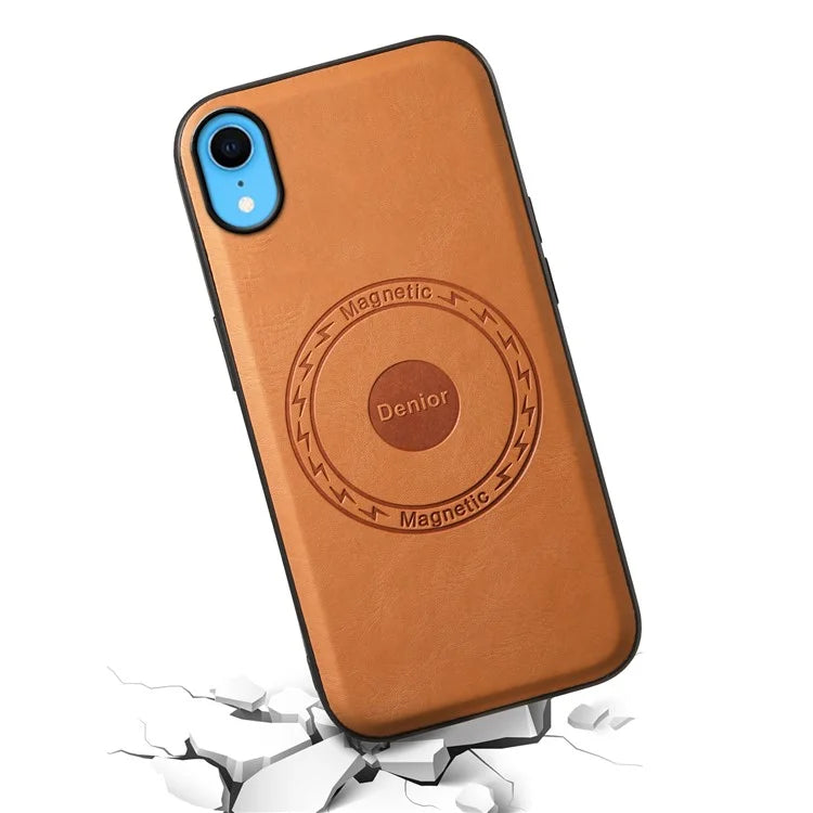 DENIOR For iPhone XR Case PU Leather Phone Back Cover Compatible with Magsafe