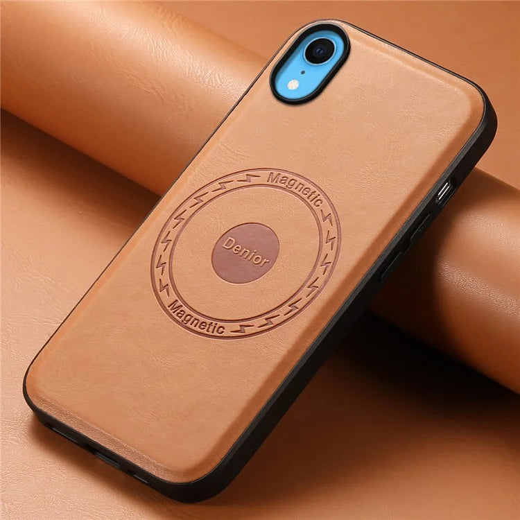 DENIOR For iPhone XR Case PU Leather Phone Back Cover Compatible with Magsafe