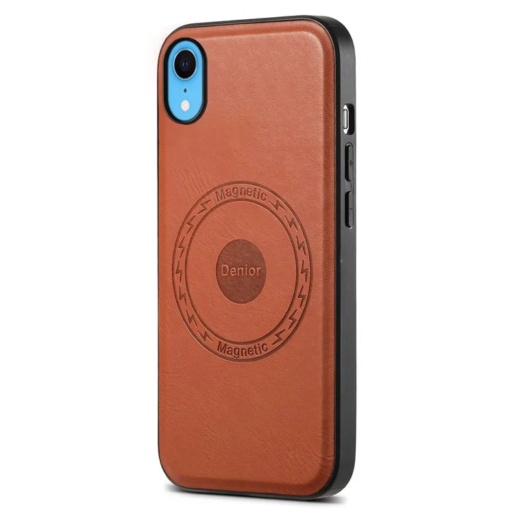 DENIOR For iPhone XR Case PU Leather Phone Back Cover Compatible with Magsafe
