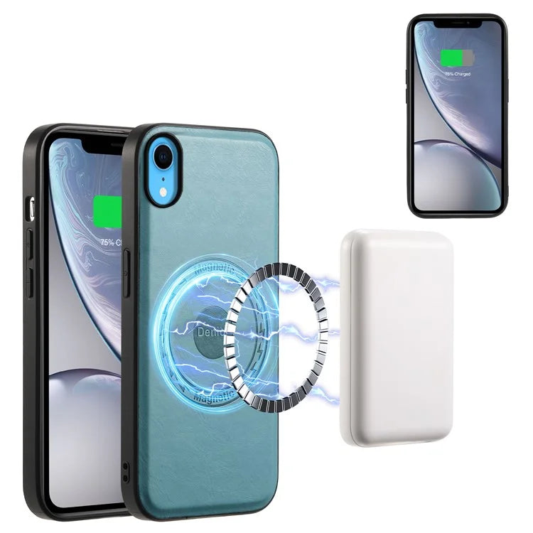 DENIOR For iPhone XR Case PU Leather Phone Back Cover Compatible with Magsafe