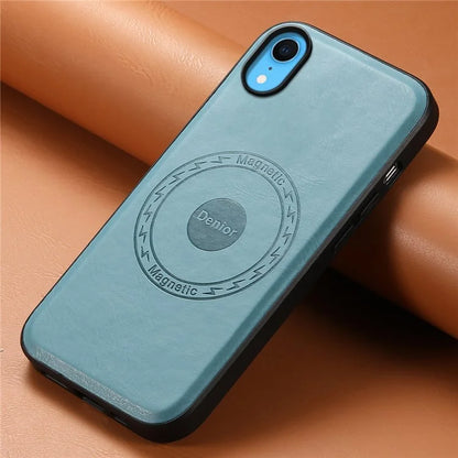 DENIOR For iPhone XR Case PU Leather Phone Back Cover Compatible with Magsafe