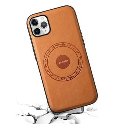 DENIOR Magnetic Case for iPhone 11 Pro Max , PU Leather Coated PC+TPU Phone Cover