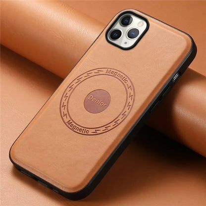 DENIOR Magnetic Case for iPhone 11 Pro Max , PU Leather Coated PC+TPU Phone Cover