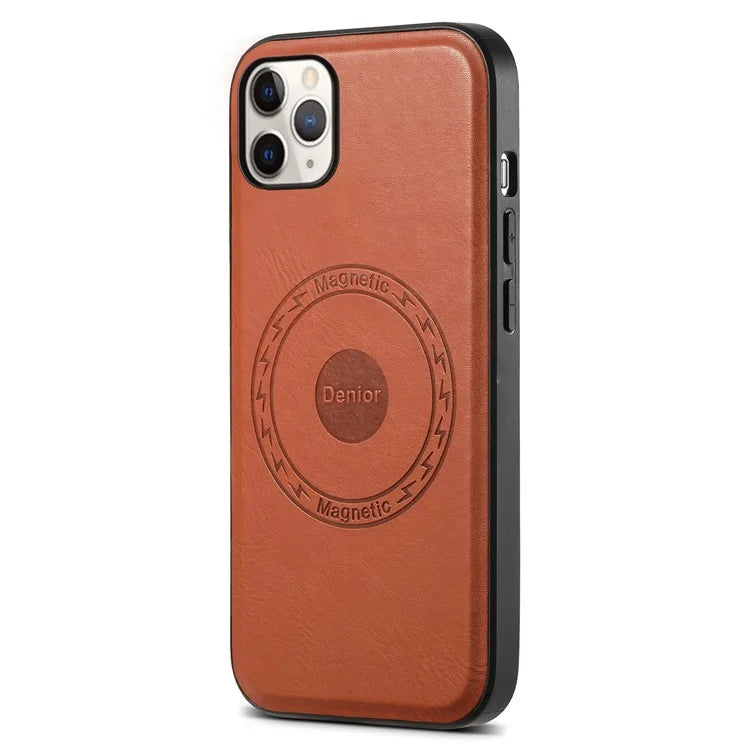 DENIOR Magnetic Case for iPhone 11 Pro Max , PU Leather Coated PC+TPU Phone Cover