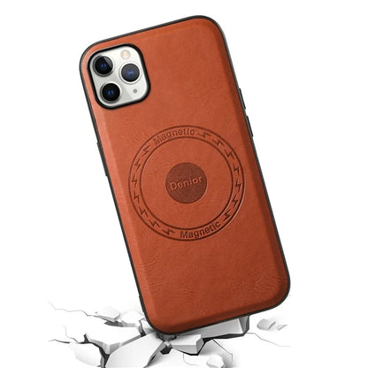 DENIOR Magnetic Case for iPhone 11 Pro Max , PU Leather Coated PC+TPU Phone Cover