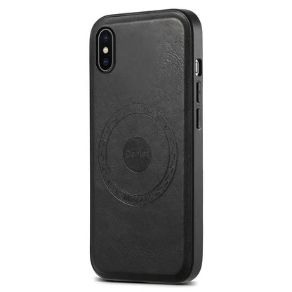 DENIOR For iPhone X / XS Case Compatible with MagSafe Cowhide Texture Shockproof Phone Cover