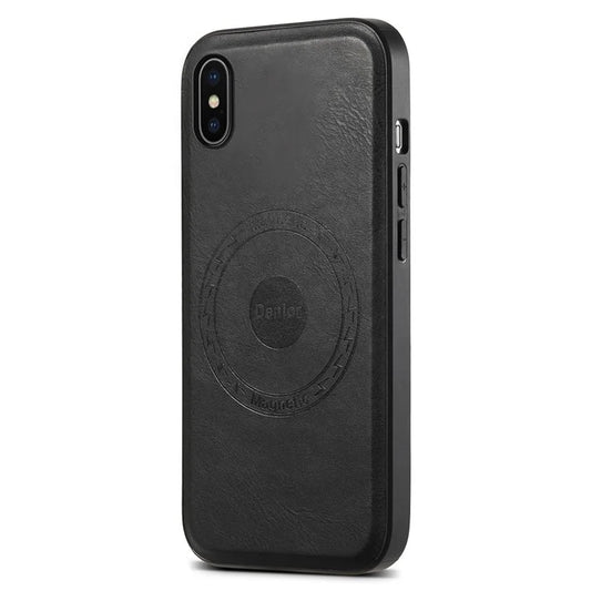DENIOR For iPhone X / XS Case Compatible with MagSafe Cowhide Texture Shockproof Phone Cover