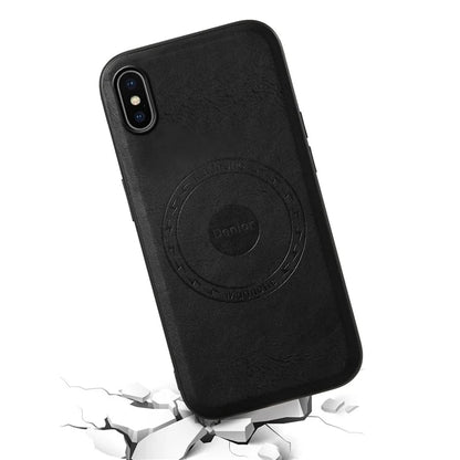 DENIOR For iPhone X / XS Case Compatible with MagSafe Cowhide Texture Shockproof Phone Cover