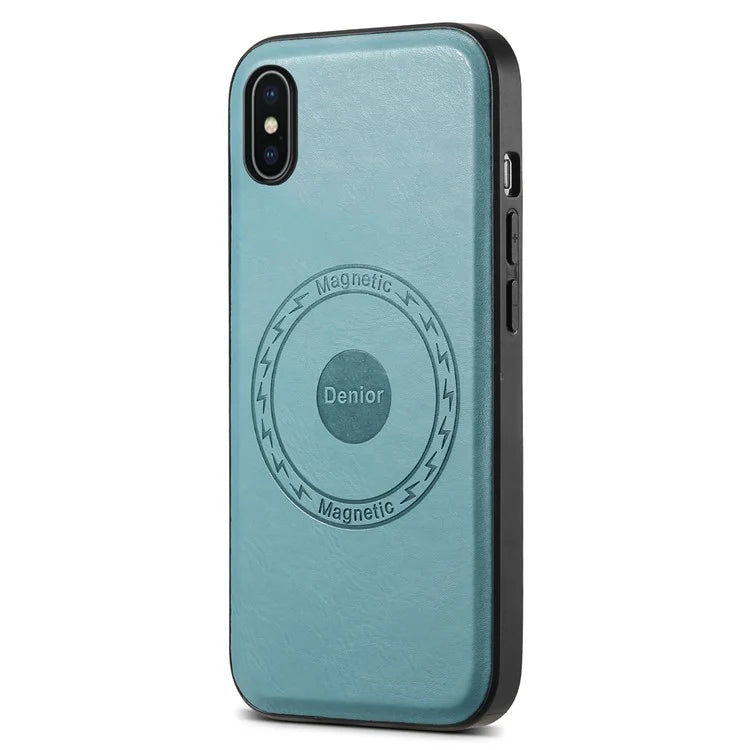 DENIOR For iPhone X / XS Case Compatible with MagSafe Cowhide Texture Shockproof Phone Cover