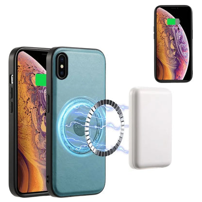 DENIOR For iPhone X / XS Case Compatible with MagSafe Cowhide Texture Shockproof Phone Cover