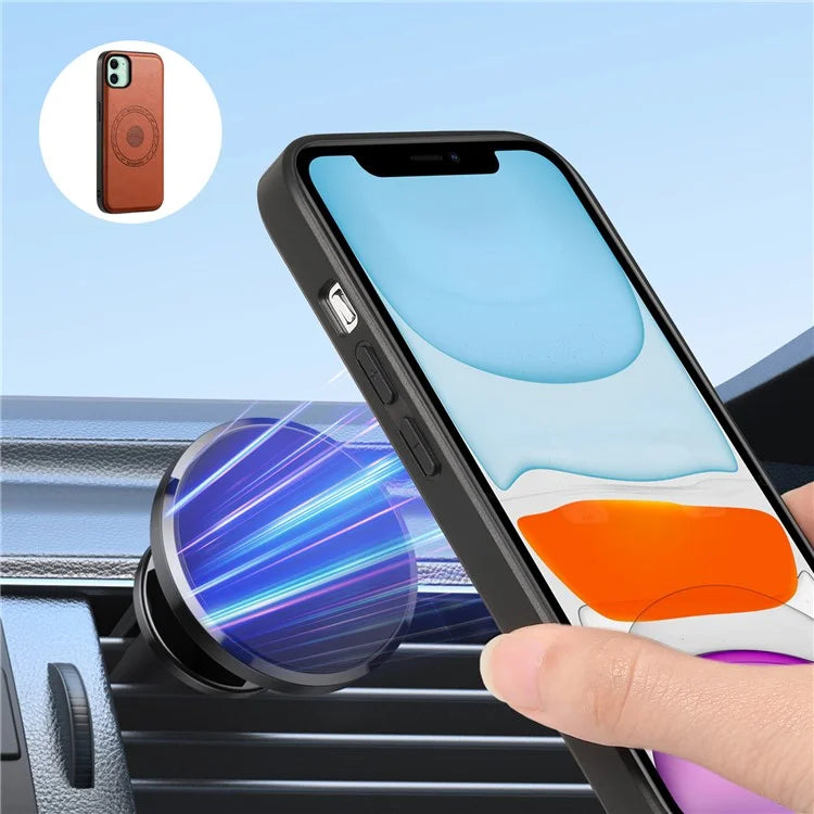 DENIOR For iPhone 11 Phone Case Compatible with MagSafe PU Leather Cover