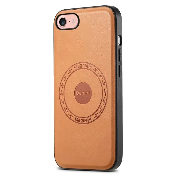 DENIOR For iPhone 7 / 8 / SE (2020) / SE (2022) Case PU Leather Magnetic Phone Back Cover