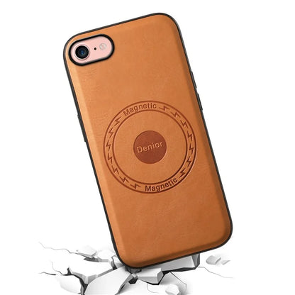 DENIOR For iPhone 7 / 8 / SE (2020) / SE (2022) Case PU Leather Magnetic Phone Back Cover