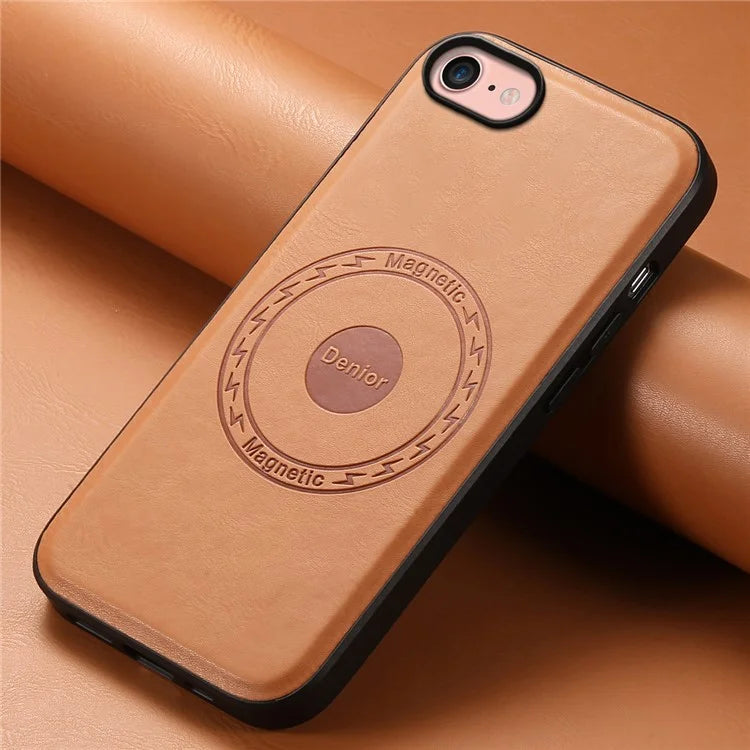 DENIOR For iPhone 7 / 8 / SE (2020) / SE (2022) Case PU Leather Magnetic Phone Back Cover