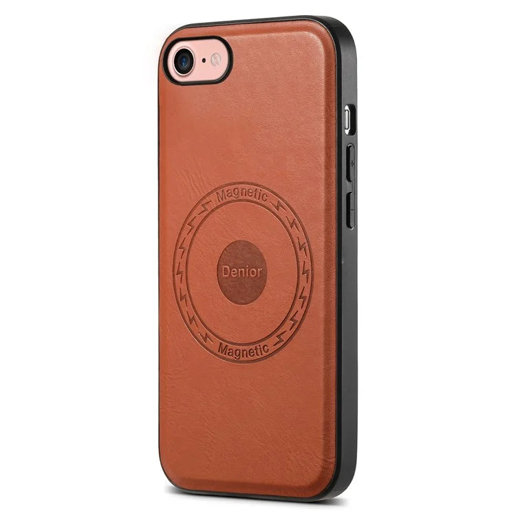 DENIOR For iPhone 7 / 8 / SE (2020) / SE (2022) Case PU Leather Magnetic Phone Back Cover