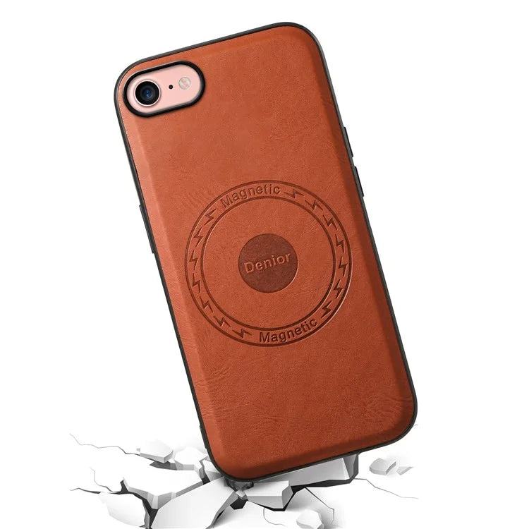 DENIOR For iPhone 7 / 8 / SE (2020) / SE (2022) Case PU Leather Magnetic Phone Back Cover