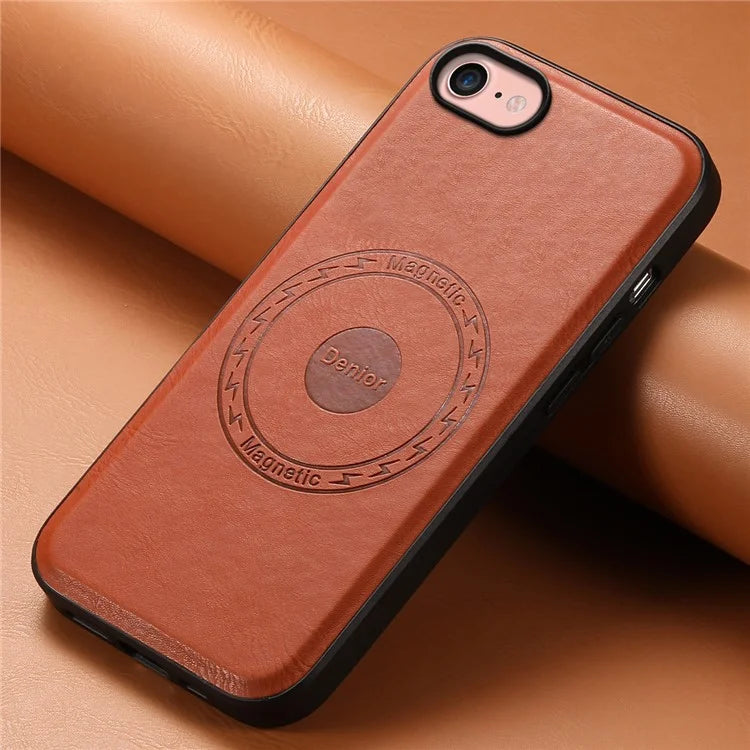DENIOR For iPhone 7 / 8 / SE (2020) / SE (2022) Case PU Leather Magnetic Phone Back Cover