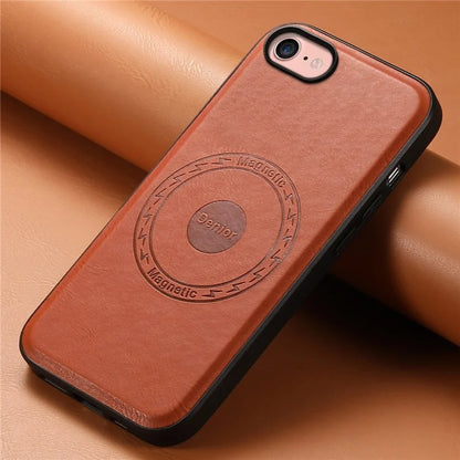 DENIOR For iPhone 7 / 8 / SE (2020) / SE (2022) Case PU Leather Magnetic Phone Back Cover