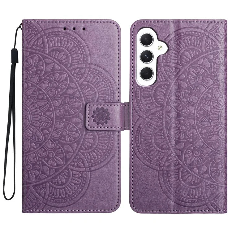 For Samsung Galaxy A05s 4G Cell Phone Case Flower Imprinted Card Holder Cover