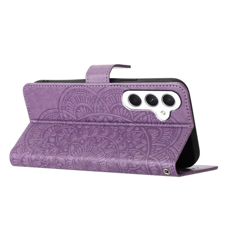 For Samsung Galaxy A05s 4G Cell Phone Case Flower Imprinted Card Holder Cover