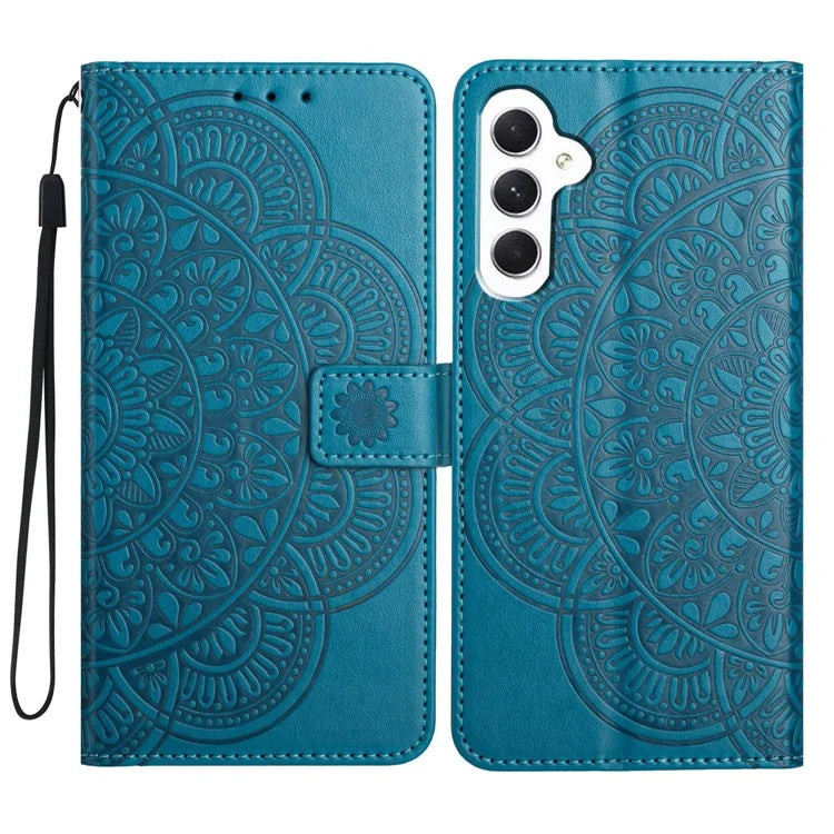 For Samsung Galaxy A05s 4G Cell Phone Case Flower Imprinted Card Holder Cover