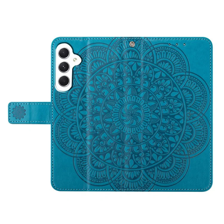 For Samsung Galaxy A05s 4G Cell Phone Case Flower Imprinted Card Holder Cover