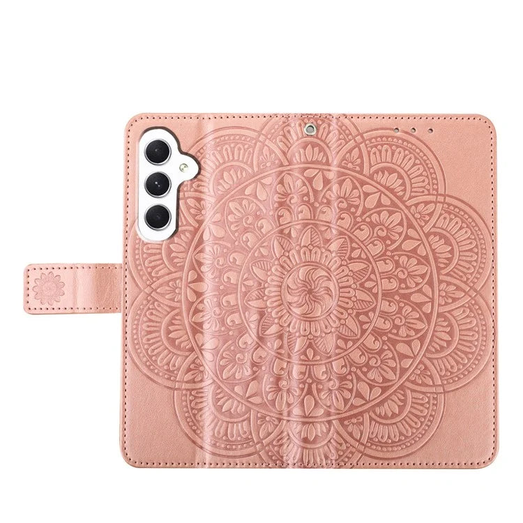 For Samsung Galaxy A05s 4G Cell Phone Case Flower Imprinted Card Holder Cover