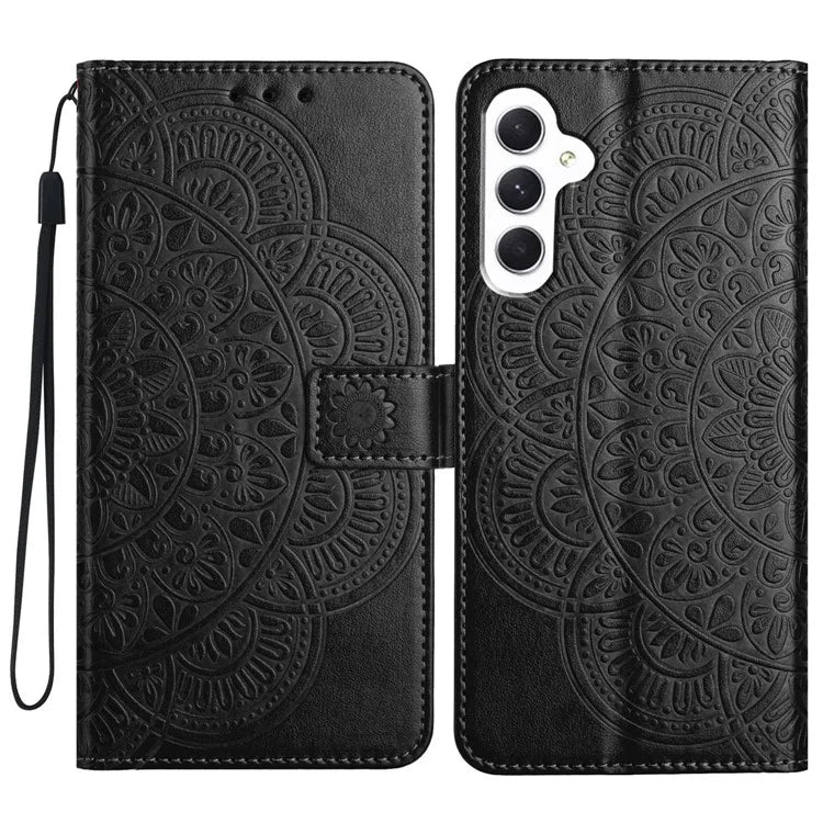 For Samsung Galaxy A05s 4G Cell Phone Case Flower Imprinted Card Holder Cover
