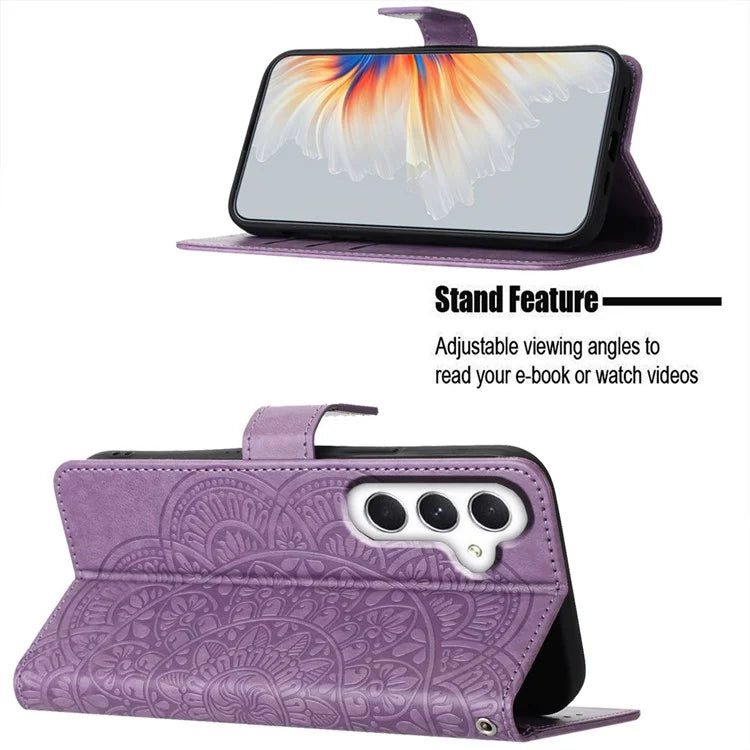 For Samsung Galaxy A15 5G Cell Phone Case Flower Imprinted Wallet Cover