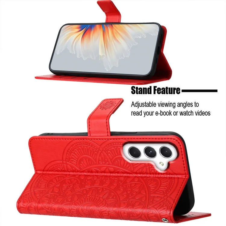 For Samsung Galaxy A15 5G Cell Phone Case Flower Imprinted Wallet Cover