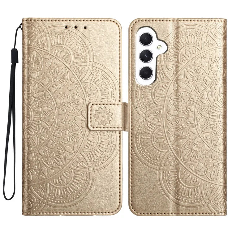 For Samsung Galaxy A15 5G Cell Phone Case Flower Imprinted Wallet Cover