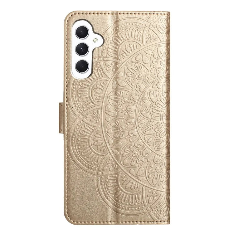 For Samsung Galaxy A15 5G Cell Phone Case Flower Imprinted Wallet Cover