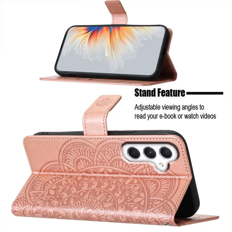 For Samsung Galaxy A15 5G Cell Phone Case Flower Imprinted Wallet Cover