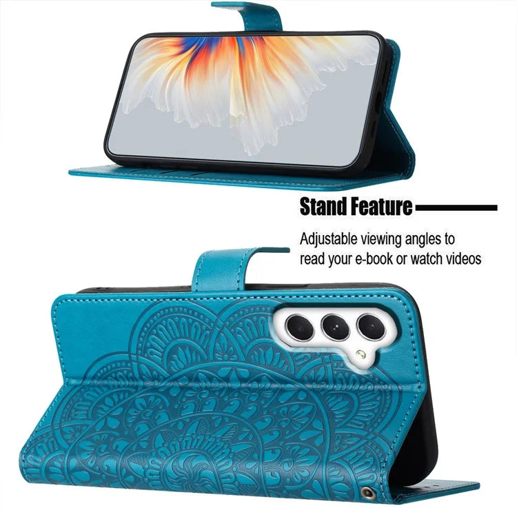For Samsung Galaxy A54 5G Case Magnetic Flower Imprinted Phone Cover with Hand Strap