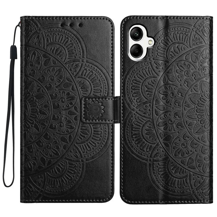 For Samsung Galaxy A05 4G Case Magnetic Foldable Stand Phone Cover with Flower Pattern