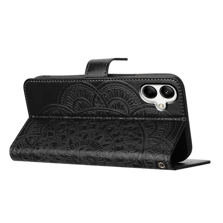 For Samsung Galaxy A05 4G Case Magnetic Foldable Stand Phone Cover with Flower Pattern