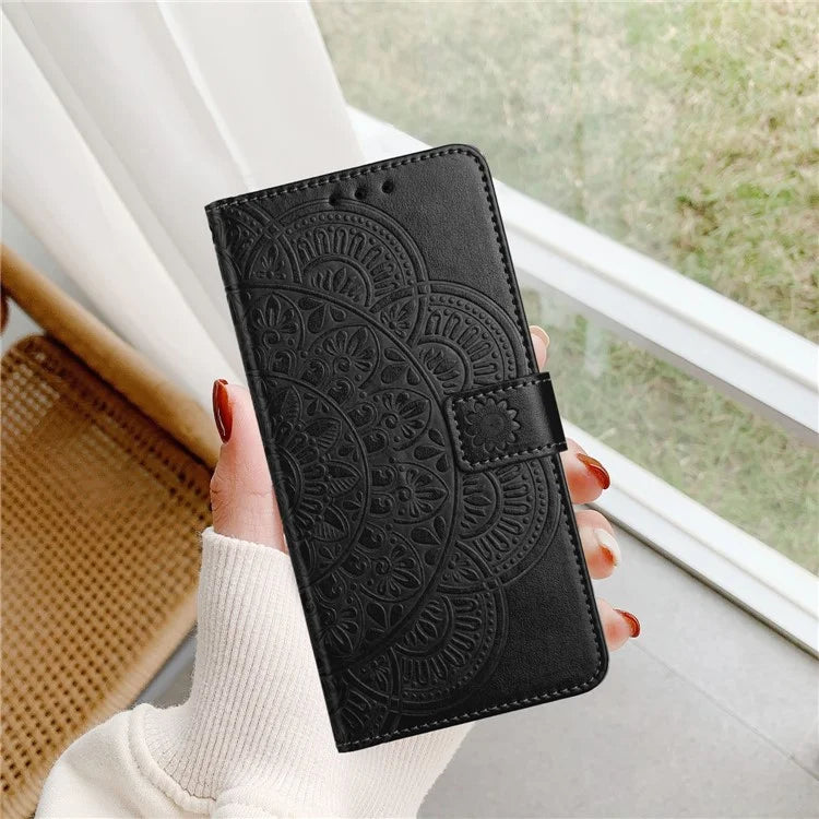For Samsung Galaxy A05 4G Case Magnetic Foldable Stand Phone Cover with Flower Pattern