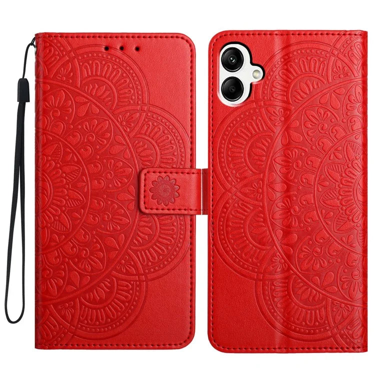 For Samsung Galaxy A05 4G Case Magnetic Foldable Stand Phone Cover with Flower Pattern