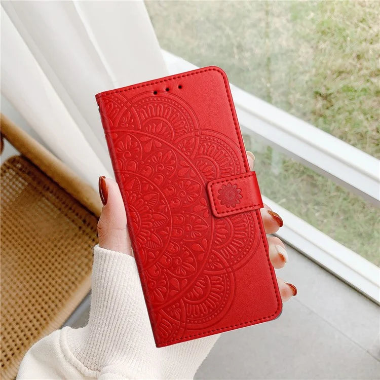 For Samsung Galaxy A05 4G Case Magnetic Foldable Stand Phone Cover with Flower Pattern