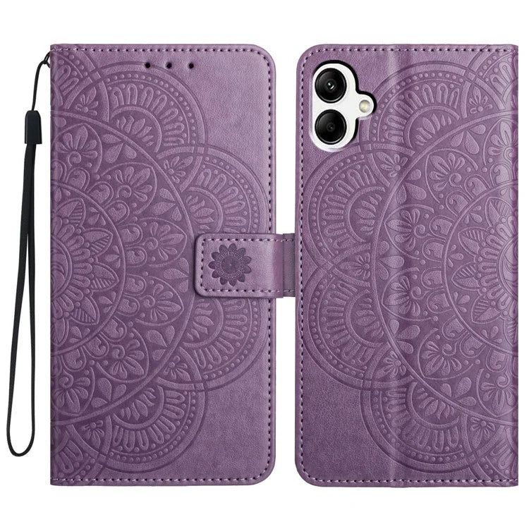 For Samsung Galaxy A05 4G Case Magnetic Foldable Stand Phone Cover with Flower Pattern