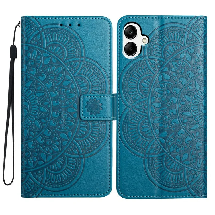 For Samsung Galaxy A05 4G Case Magnetic Foldable Stand Phone Cover with Flower Pattern