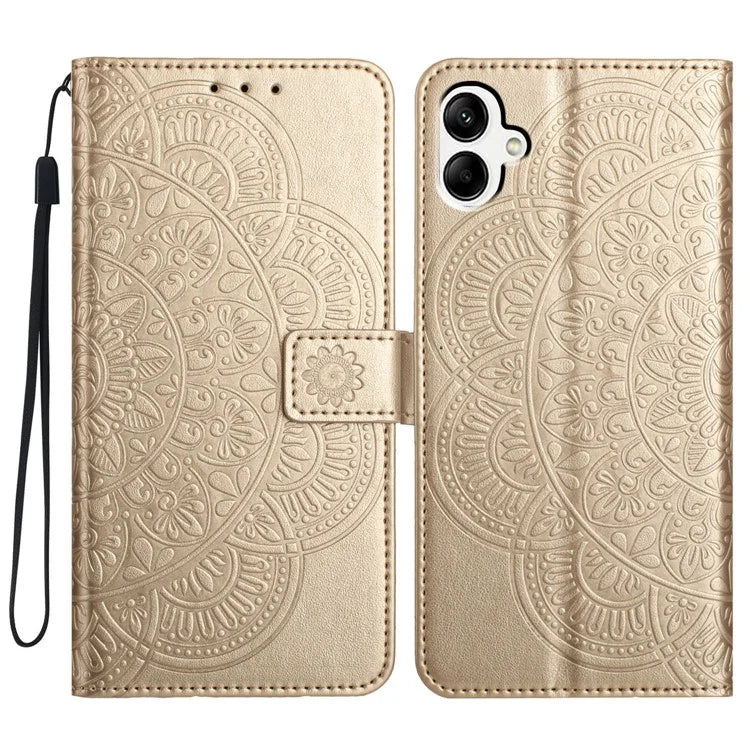 For Samsung Galaxy A05 4G Case Magnetic Foldable Stand Phone Cover with Flower Pattern