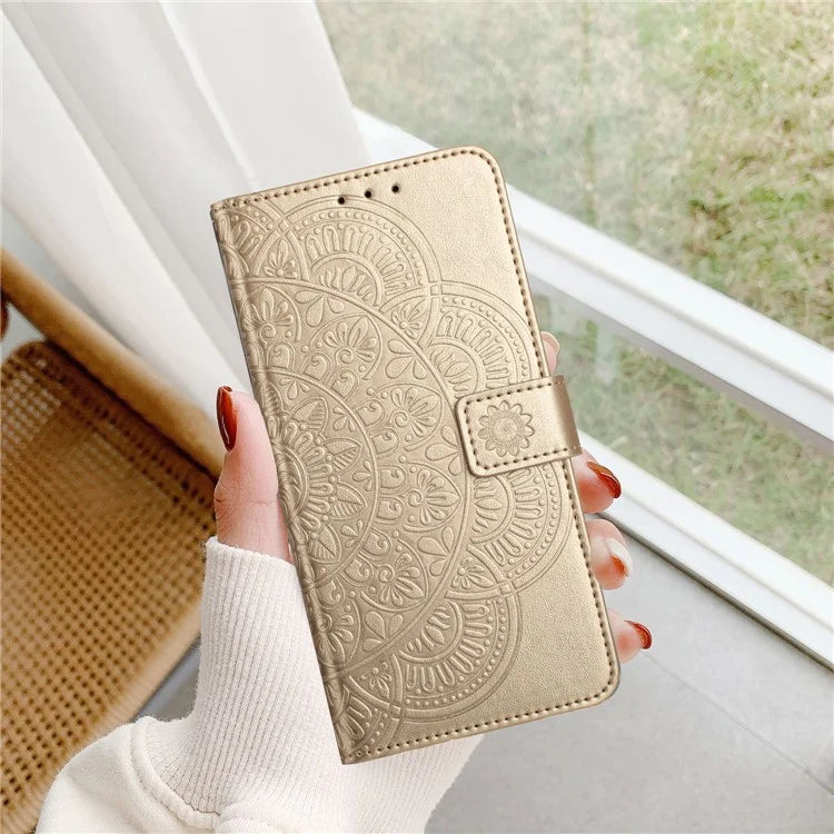For Samsung Galaxy A05 4G Case Magnetic Foldable Stand Phone Cover with Flower Pattern
